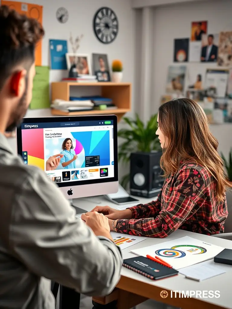Designer working on a visually appealing ad design.