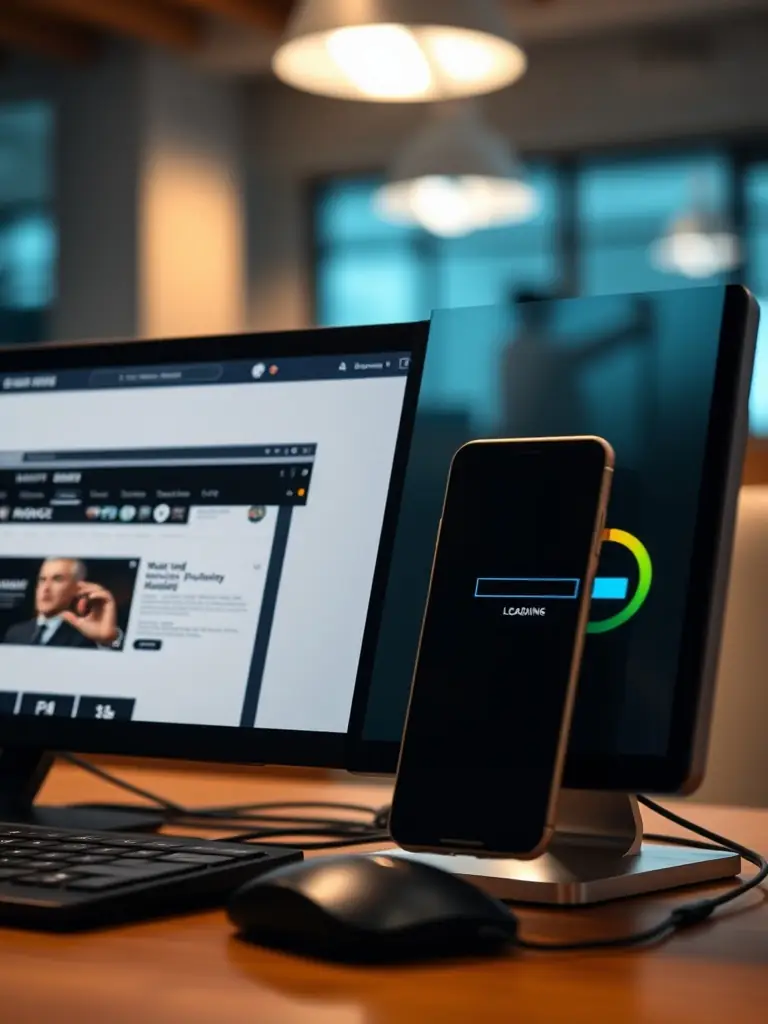 A website loading quickly on a desktop and mobile device.