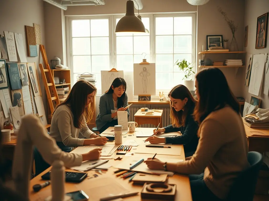A behind-the-scenes view of a brand's creative process in a cozy studio.