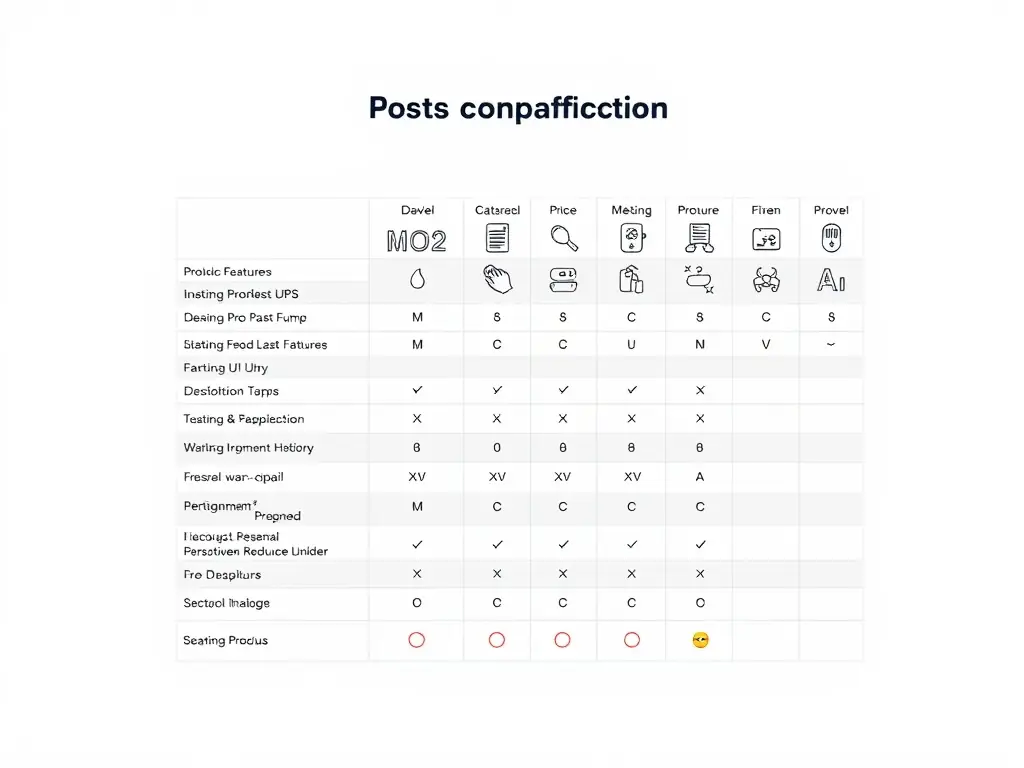 A detailed product comparison chart illustrating features and specifications.