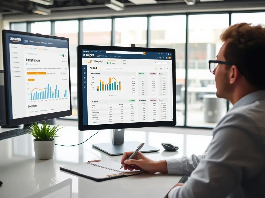 A digital marketing consultant adjusting budget settings on an Amazon PPC dashboard.