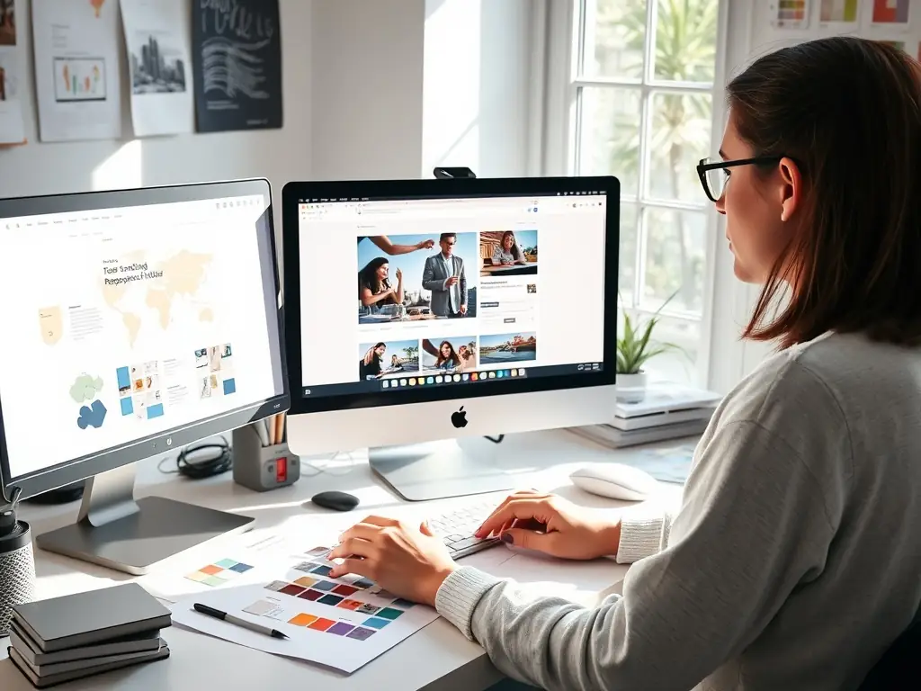 Web designer working on a responsive website layout.