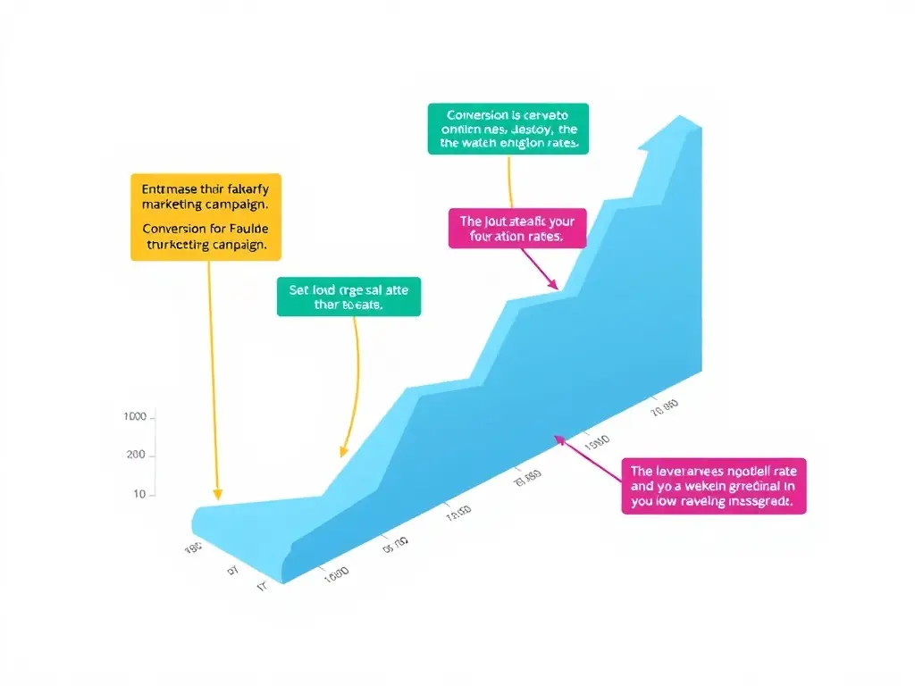 A graph showing increased conversion rates over time with annotations.