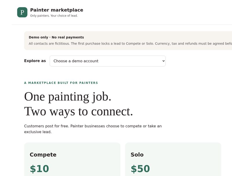 Painters marketplace screenshot
