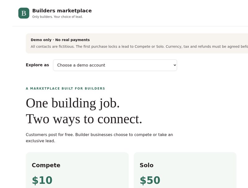 Builders marketplace screenshot
