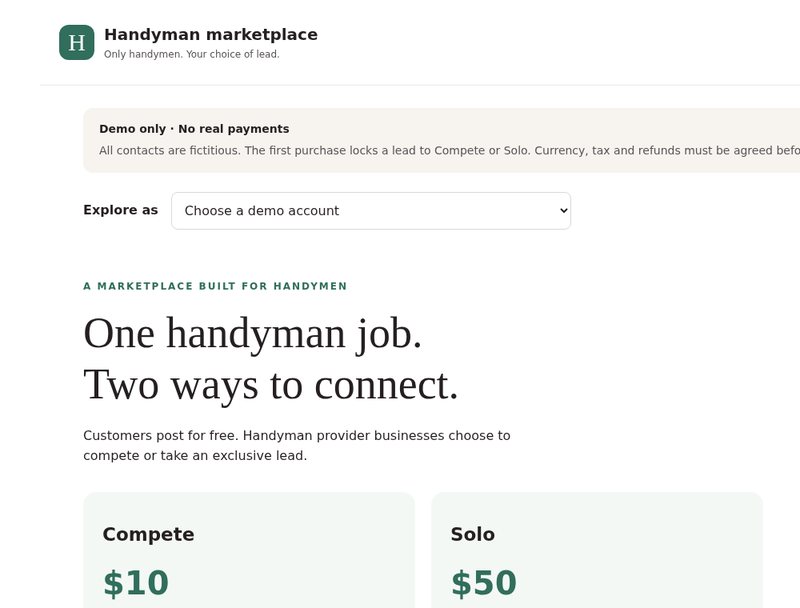 Handyman marketplace screenshot
